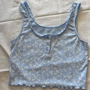 Aeropostale Light Blue Daisy Ribbed Tank Top - Kids